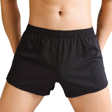 TMOYZQ Mens Cotton Boxer Briefs Stripes Pattern Soft Breathable Stretch Underwear Elastic Waist No Fly Mid-Rise Boxers Tagless Comfortable Underpants