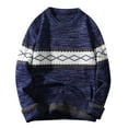 thumbnail image 1 of TMOYZQ Mens Crewneck Sweater Fashion Vintage Long Sleeve Knitted Sweaters Oversized Jumper Tops Loose Fit Color Blocking Bottom, 1 of 2