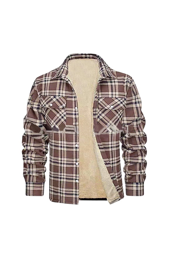 Mens Flannel Shirt Long Sleeve Plaid Fleece Lined Casual Button Down Shirt Fall Winter Warm Thermal Jacket Tops with Pockets (Available in Big & Tall)