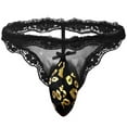 thumbnail image 1 of TMOYZQ Mens Floral Lace Thongs Low Rise T-Back G-String Thong Underwear Bulge Pouch Stretch Breathable Panties Bikini Briefs Underpants Lingerie, 1 of 1