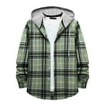 thumbnail image 1 of TMOYZQ Mens Hooded Flannel Shirt Jackets Long Sleeve Plaid Shirt Hoodie Lightweight Casual Button Down Drawstring Shirt Fall Fashion 2024, 1 of 9