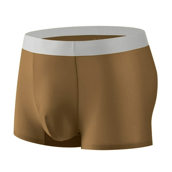 TMOYZQ Mens Ice Silk Mesh Dual Pouch Bulge Enhancing Underwear Ultra-thin Breathable Underpants Boxer Briefs Traceless Tagless Trunks