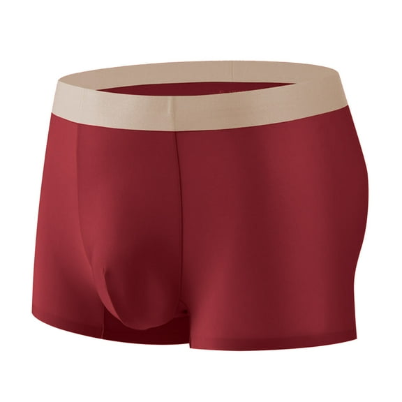 TMOYZQ Mens Ice Silk Mesh Dual Pouch Bulge Enhancing Underwear Ultra-thin Breathable Underpants Boxer Briefs Traceless Tagless Trunks