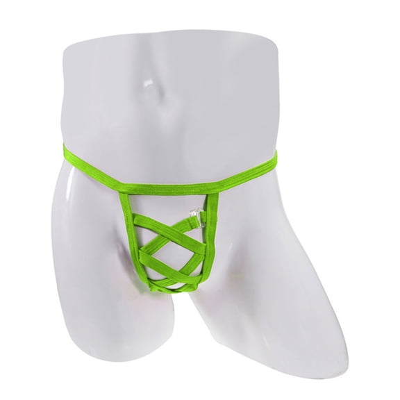TMOYZQ Mens Jockstrap Underwear Hollow Out Low Waist Strappy T-Back G-String Thong Athletic Supporters Jock Straps Male Lingerie Underpants