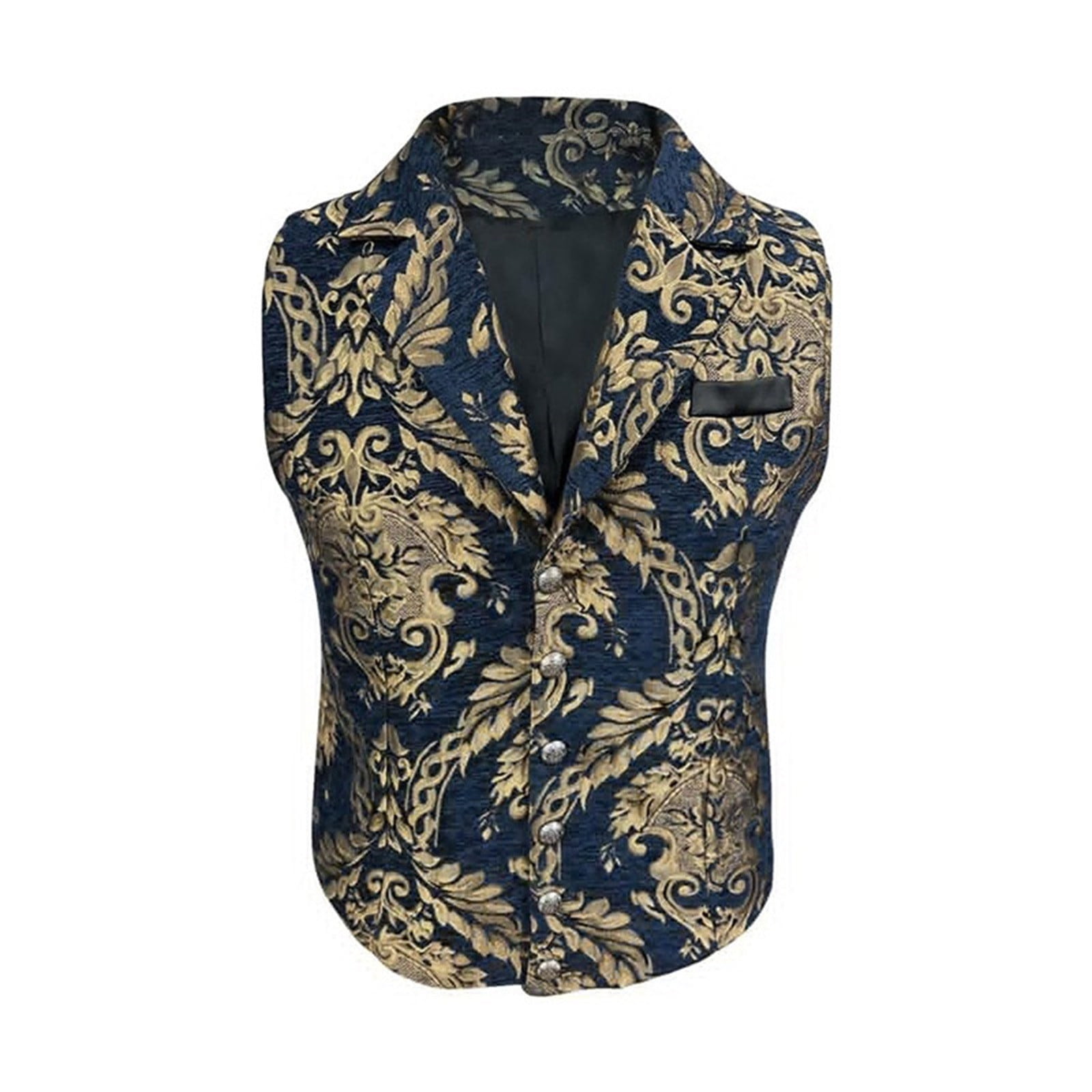 TMOYZQ Mens Paisley Vintage Suit Vest Tailored Collar Slim Gothic