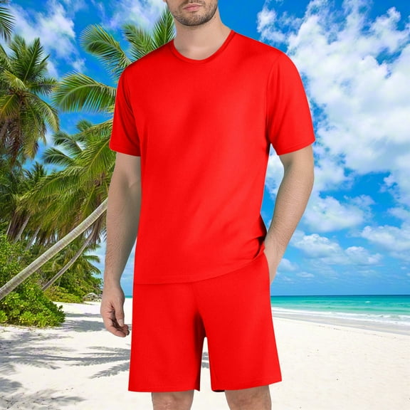 TMOYZQ Mens Pajama Sets Short Sleeve T Shirts Shorts 2 Piece Lounge Sets Loose Soft PJ Summer Sleepwear