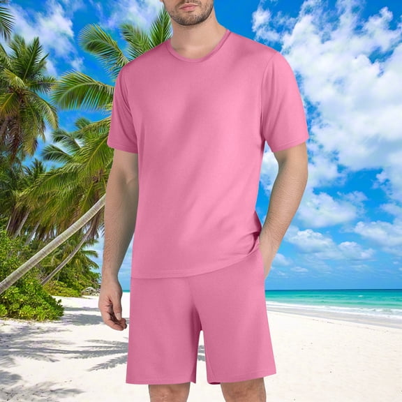 TMOYZQ Mens Pajama Sets Short Sleeve T Shirts Shorts 2 Piece Lounge Sets Loose Soft PJ Summer Sleepwear