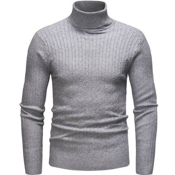 TMOYZQ Mens Plus Size Sweaters Slim Fit Long Sleeve Turtleneck Knitted Jumper Tops Fall Winter Casual Warm Pullover Sweaters