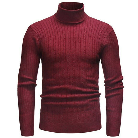 TMOYZQ Mens Plus Size Sweaters Slim Fit Long Sleeve Turtleneck Knitted Jumper Tops Fall Winter Casual Warm Pullover Sweaters