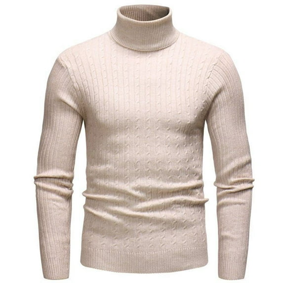 TMOYZQ Mens Plus Size Sweaters Slim Fit Long Sleeve Turtleneck Knitted Jumper Tops Fall Winter Casual Warm Pullover Sweaters