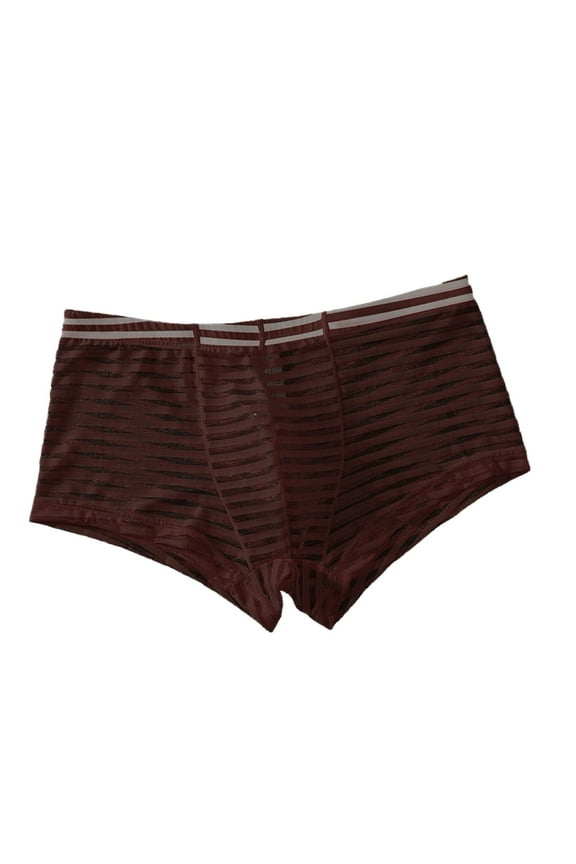 Mens Boxer Briefs Breathable Mesh Underwear Comfort Soft Stretch Seamless Thin Bulge Pouch Trunks Low Waist See-Through Underpants
