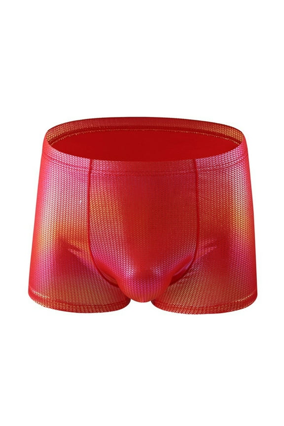 Mens Shiny Underwear 3D Bulge Pouch Sparkly Boxer Briefs Comfort Breathable Panties Soft Stretch Mid Rise Trunks Lingerie Clubwear