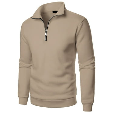 TMOYZQ Mens Sweaters Slim Fit Quarter Zip Pullover Mock Neck Sweater Casual Long Sleeve Business Turtleneck Turtleneck Pullover Shirts on Clearance