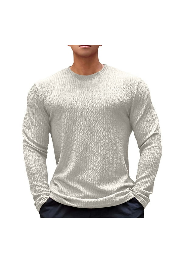 Mens Thermals Long Sleeve Undershirt Warm Fleece Lined Base Layer Crewneck Thermal Tops Lightweight Regular Fit Long John Shirts on Clearance