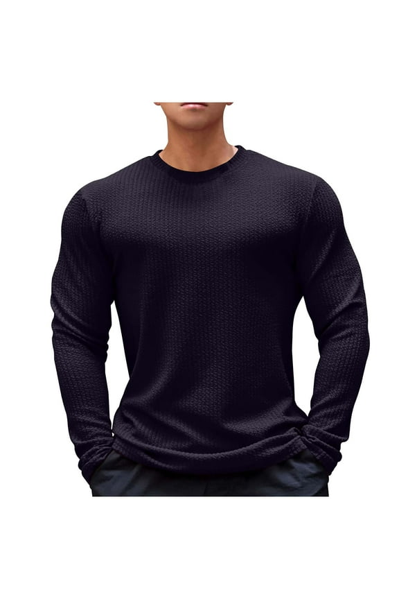 Mens Thermals Long Sleeve Undershirt Warm Fleece Lined Base Layer Crewneck Thermal Tops Lightweight Regular Fit Long John Shirts on Clearance