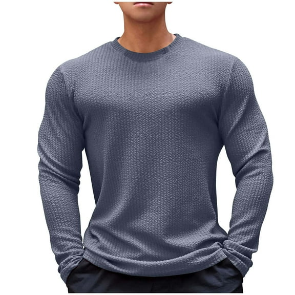 TMOYZQ Mens Thermals Long Sleeve Undershirt Warm Fleece Lined Base Layer Crewneck Thermal Tops Lightweight Regular Fit Long John Shirts on Clearance