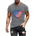 thumbnail image 1 of Cxenplz Mens Tops Summer Casual Cotton Shirts Heart USA Flag 4th of July Patriotic Tshirt Graphic Short Sleeve Tops, 1 of 5