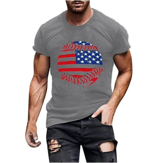Cxenplz Mens Tops Summer Casual Cotton Shirts USA Flag 4th of July Patriotic Tshirt Graphic Short Sleeve Tops