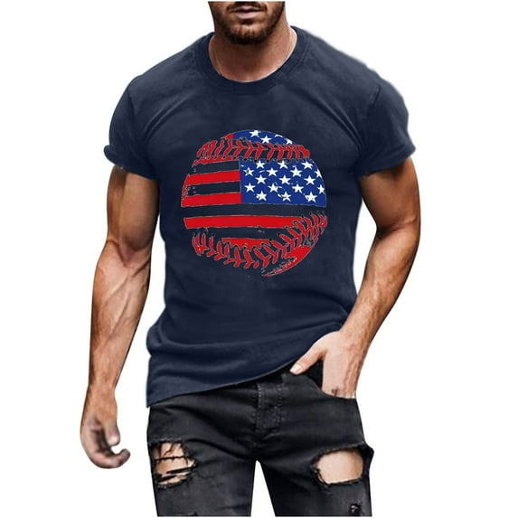Cxenplz Mens Tops Summer Casual Cotton Shirts USA Flag 4th of July Patriotic Tshirt Graphic Short Sleeve Tops