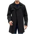 thumbnail image 1 of TMOYZQ Mens Trench Coat Notched Lapel Double Breasted Long Jacket Slim Fit Long Sleeve Winter Windbreaker Casual Solid Color Belt Overcoat for Men, 1 of 9