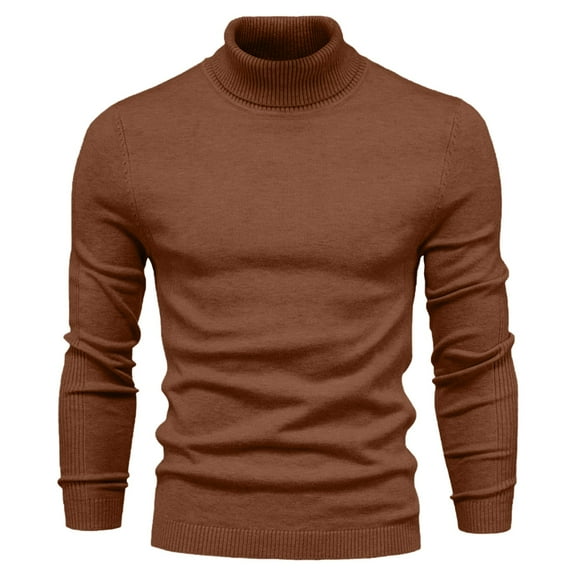 TMOYZQ Mens Undershirts Casual Long Sleeve Turtleneck Knitted Pullover Sweaters Fall Winter Lightweight Solid Color Thermal Shirts