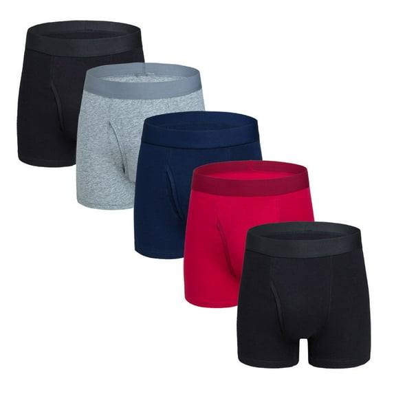 TMOYZQ Mens Underwear Boxer Briefs Short Leg Athletic Trunks Underwear for Men 4 Pack No Fly