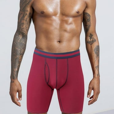 TMOYZQ Mens Underwear Total Support Pouch Long Leg Boxer Briefs Cotton Stretch Soft Comfortable Underwear Open Fly Front Tagless Athletic Underpants