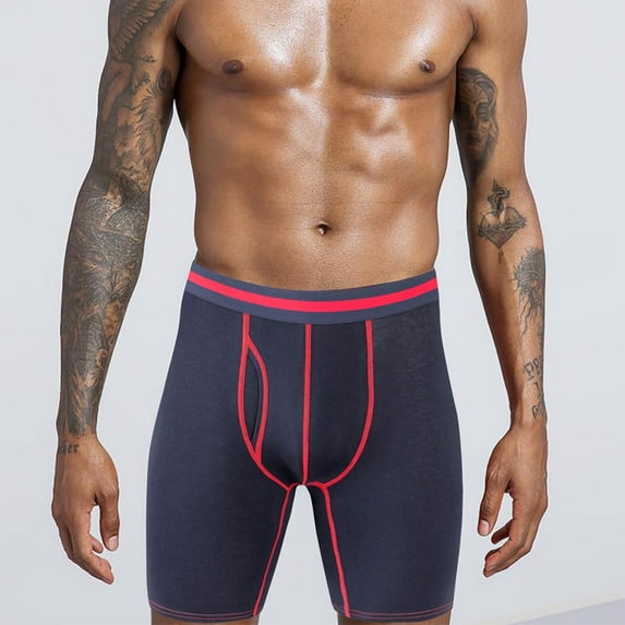 TMOYZQ Mens Underwear Total Support Pouch Long Leg Boxer Briefs Cotton Stretch Soft Comfortable Underwear Open Fly Front Tagless Athletic Underpants