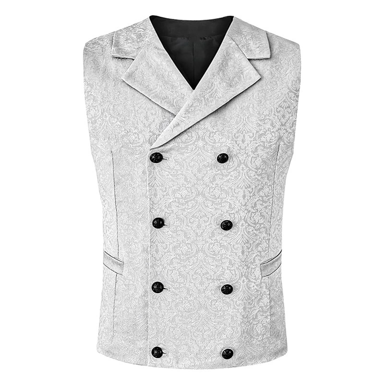 TMOYZQ Mens Vintage Double Breasted Suit Vest Gothic Steampunk Formal