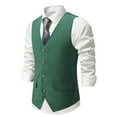 thumbnail image 1 of TMOYZQ Mens Vintage Formal Suit Vest Business Casual Slim V-Neck Single-Breasted Sleeveless Wedding Party Prom Dress Waistcoat Tuxedo Vests with Pockets, 1 of 4