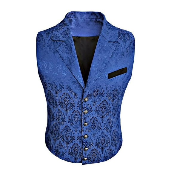 TMOYZQ Mens Vintage Paisley Suit Vest Tailored Collar Slim Gothic Steampunk Formal Waistcoat Renaissance Medieval Pirate Vests Tuxedo Vests with Notched Lapels Halloween Cosplay Costume