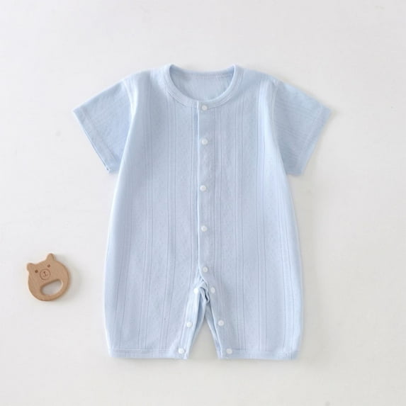 TMOYZQ Newborn Baby Romper Cotton Ribbed Onesie Infant Short Sleeve Jumpsuits