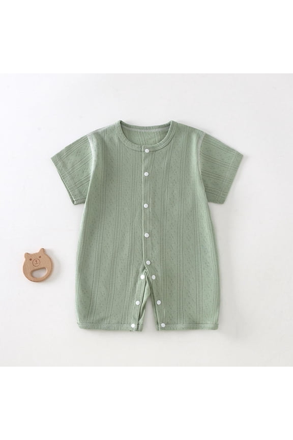 Newborn Baby Romper Cotton Ribbed Onesie Infant Short Sleeve Jumpsuits