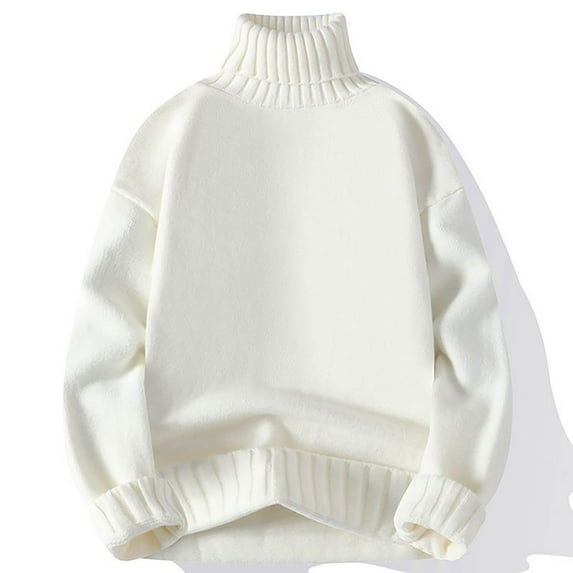 TMOYZQ Oversize Sweaters for Men Fall Winter Turtleneck Warm Knit Sweatshirt Fashion Solid Long Sleeve High Neck Pullover Sweaters