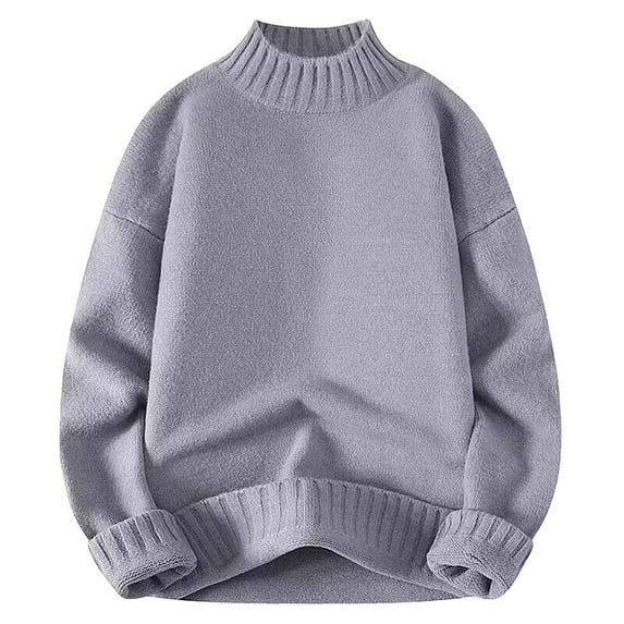 TMOYZQ Oversized Sweaters for Men Loose Fit Turtleneck Knitted Sweater Fall Winter Solid Color Long Sleeve Warm Pullover Sweaters