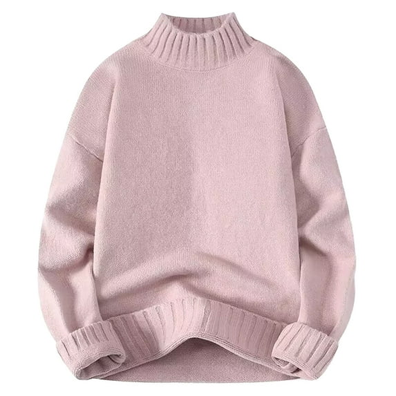 TMOYZQ Oversized Sweaters for Men Loose Fit Turtleneck Knitted Sweater Fall Winter Solid Color Long Sleeve Warm Pullover Sweaters