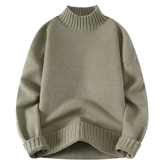 TMOYZQ Oversized Sweaters for Men Loose Fit Turtleneck Knitted Sweater Fall Winter Solid Color Long Sleeve Warm Pullover Sweaters