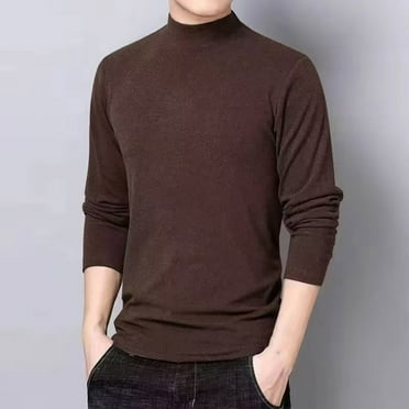 TMOYZQ Oversized Undershirts for Men Slim Fit Mock Turtleneck Knitted Pullover Sweater Fall Winter Long Sleeve High Waist Underwear