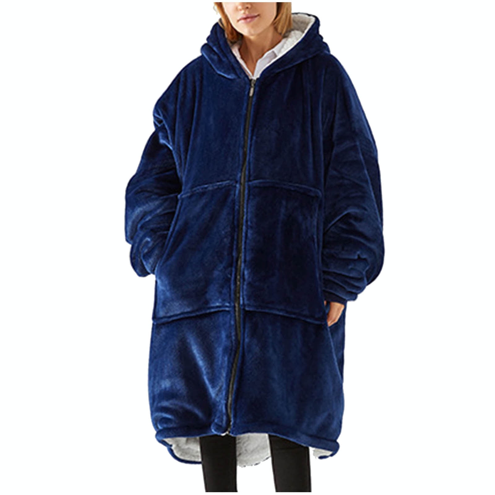 Oelaio Women Fuzzy Jackets Full Zip Hooded Sweatshirt Coat