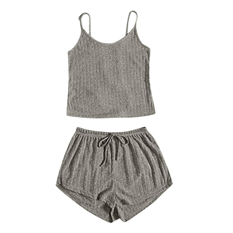 TMOYZQ Pajama Sets for Women Piece Ribbed Knit Soft Sleepwear