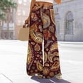 thumbnail image 1 of Cxenplz Palazzo Pants for Women 2025, Elastic High Waisted Boho Casual Loose Wide Leg Pants Plus Size Print Baggy Lounge Trouser Pants, 1 of 6