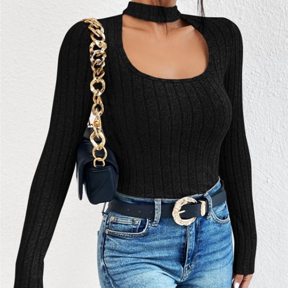 TMOYZQ Plain Knit Sweaters for Women Trendy Fall Square Neck Long Sleeve Bodycon Tunic Kintted Going Out Tops Fashion Slim Fit Pullover Sweaters