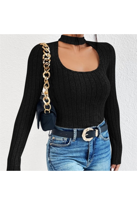 Plain Knit Sweaters for Women Trendy Fall Square Neck Long Sleeve Bodycon Tunic Kintted Going Out Tops Fashion Slim Fit Pullover Sweaters