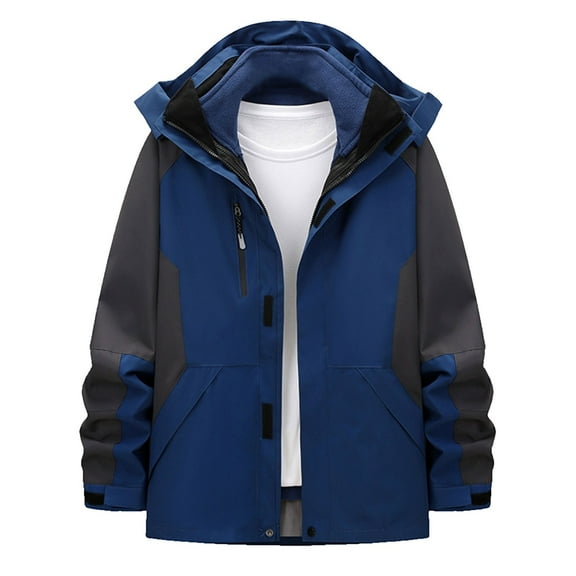 TMOYZQ Plus Size Mountain Ski Jacket for Women and Men, 3 in 1 Waterproof Warm Winter Snow Jacket Hooded Rain Coat Windbreaker Windproof Hooded Winter Coats Outerwear with Inner Fleece