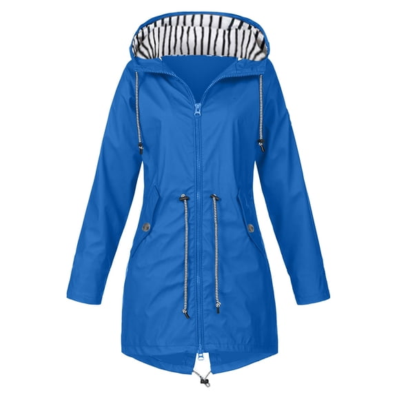 TMOYZQ Plus Size Raincoats for Women with Hood Outdoor Lightweight Waterproof Long Hooded Trench Coats Lined Windbreaker Travel Jacket with Pockets S-5XL