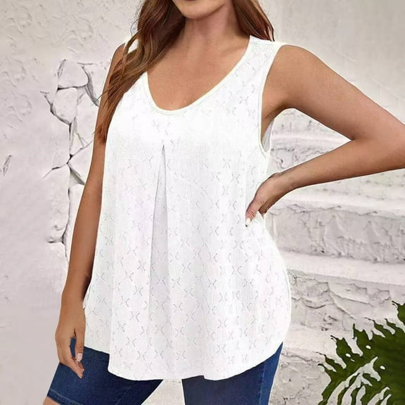 TMOYZQ Plus Size Tank Tops for Women Summer Sleeveless T-Shirts V Neck Loose Flowy Casual Tunic Shirts
