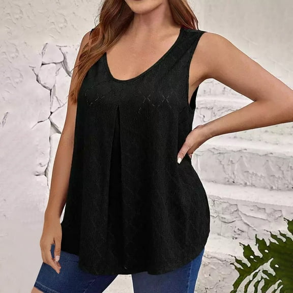 TMOYZQ Plus Size Tank Tops for Women Summer Sleeveless T-Shirts V Neck Loose Flowy Casual Tunic Shirts