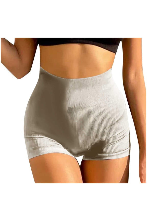 Ribbed Seamless Booty Biker Shorts for Women Butt Lifting High Waisted Tummy Control Workout Yoga Shorts Running Athletic Gym Shorts for Dance Volleyball