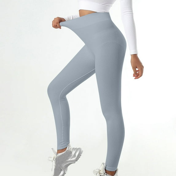 TMOYZQ Ribbed Seamless Leggings for Women High Waist Workout Gym Athletic Yoga Pants Stretch Pull-on Jeggings Butt Lift Yoga Pants on Clearance