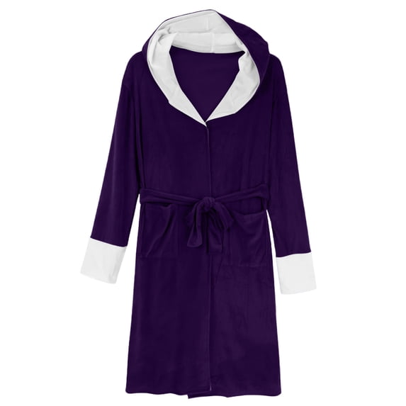 TMOYZQ Robes for Women with Hood Long Soft Warm Full Length Bathrobes Plush Fleece Fall Winter Loungewear Robes with Pockets on Clearance